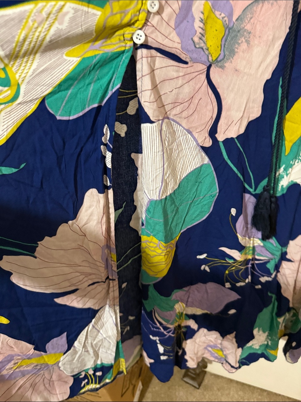 Floral Navy Button-Front Maxi Dress - Picture 5 of 5